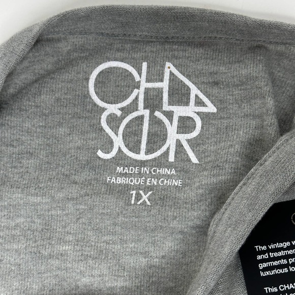 Chaser Womens Star Print Pullover Sweater Plus Size 1X Gray Crew Neck NWT - Picture 3 of 5